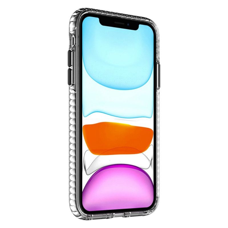 Kuori iPhone 11 Harmaa Musta Läpinäkyvät Kuvioidut Reunat