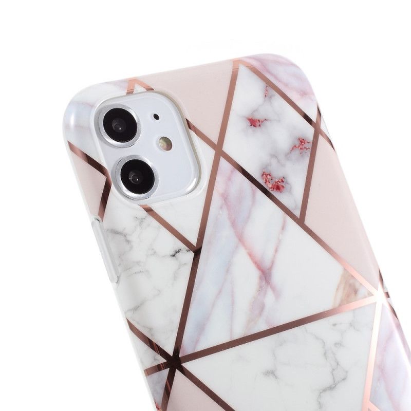 Kuori iPhone 11 Valkoinen Musta Marmorivärinen Geometria Suojakuori