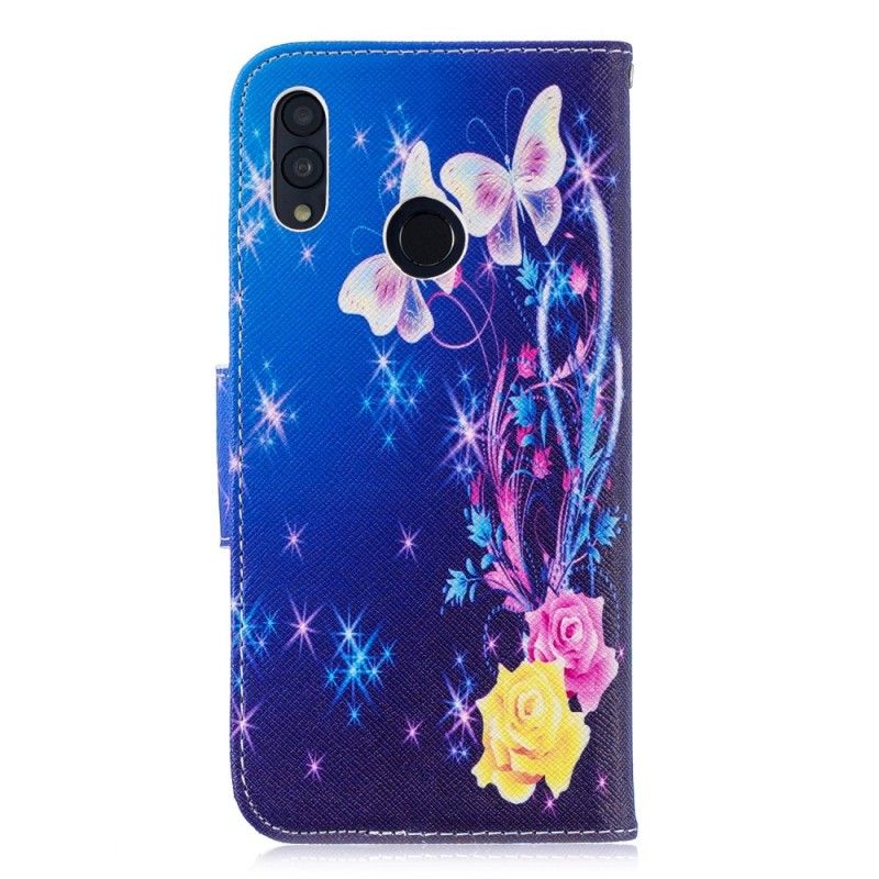 Kotelot Honor 10 Lite Vaaleansininen Vaaleanpunainen Perhosia Yöllä Suojakuori