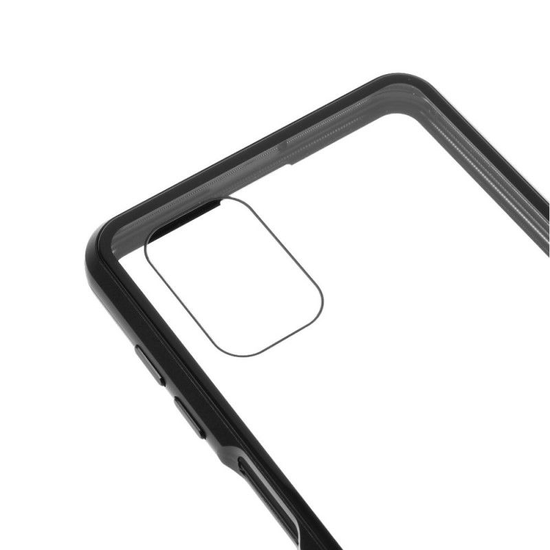 Case Kuoret Samsung Galaxy M51 Punainen Musta Puhelinkuoret Metallireunat Ja Karkaistu Lasi