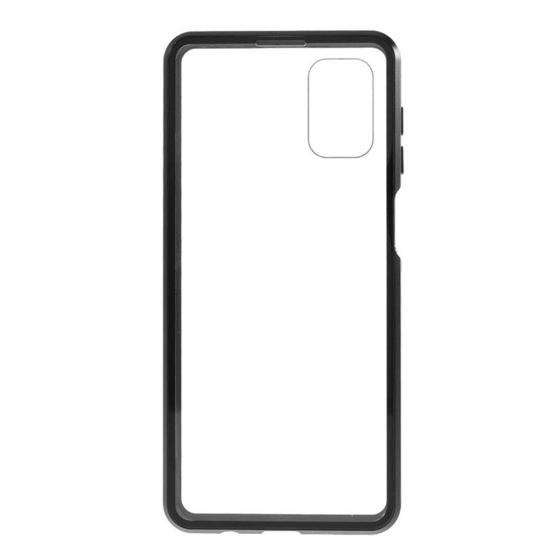 Case Kuoret Samsung Galaxy M51 Punainen Musta Puhelinkuoret Metallireunat Ja Karkaistu Lasi