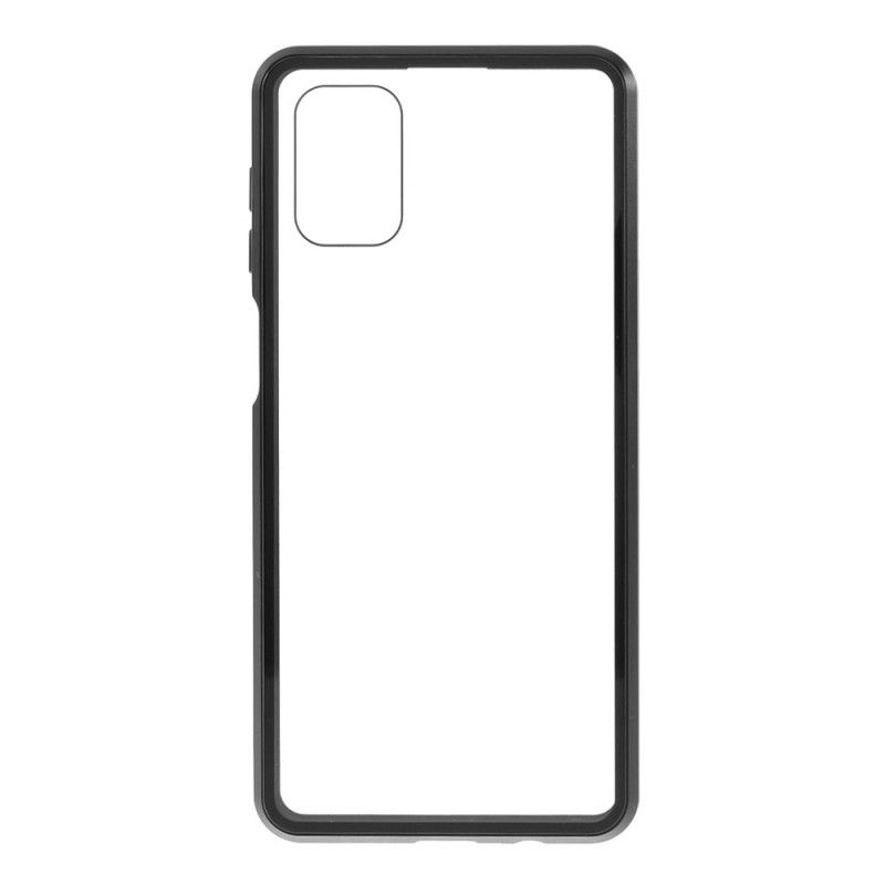 Case Kuoret Samsung Galaxy M51 Punainen Musta Puhelinkuoret Metallireunat Ja Karkaistu Lasi