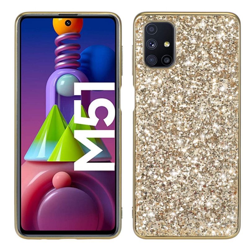 Case Kuoret Samsung Galaxy M51 Punainen Musta Puhelinkuoret Olen Kimalteleva