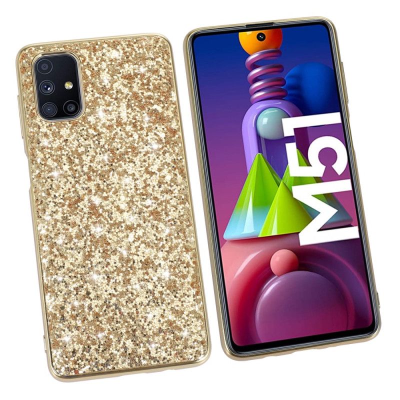 Case Kuoret Samsung Galaxy M51 Punainen Musta Puhelinkuoret Olen Kimalteleva