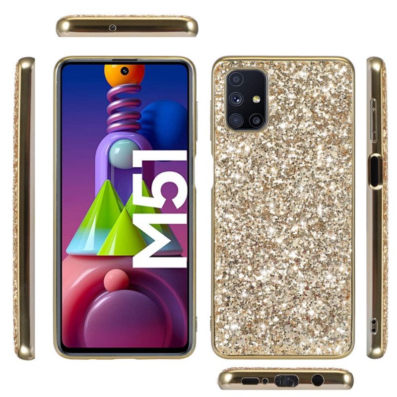 Case Kuoret Samsung Galaxy M51 Punainen Musta Puhelinkuoret Olen Kimalteleva