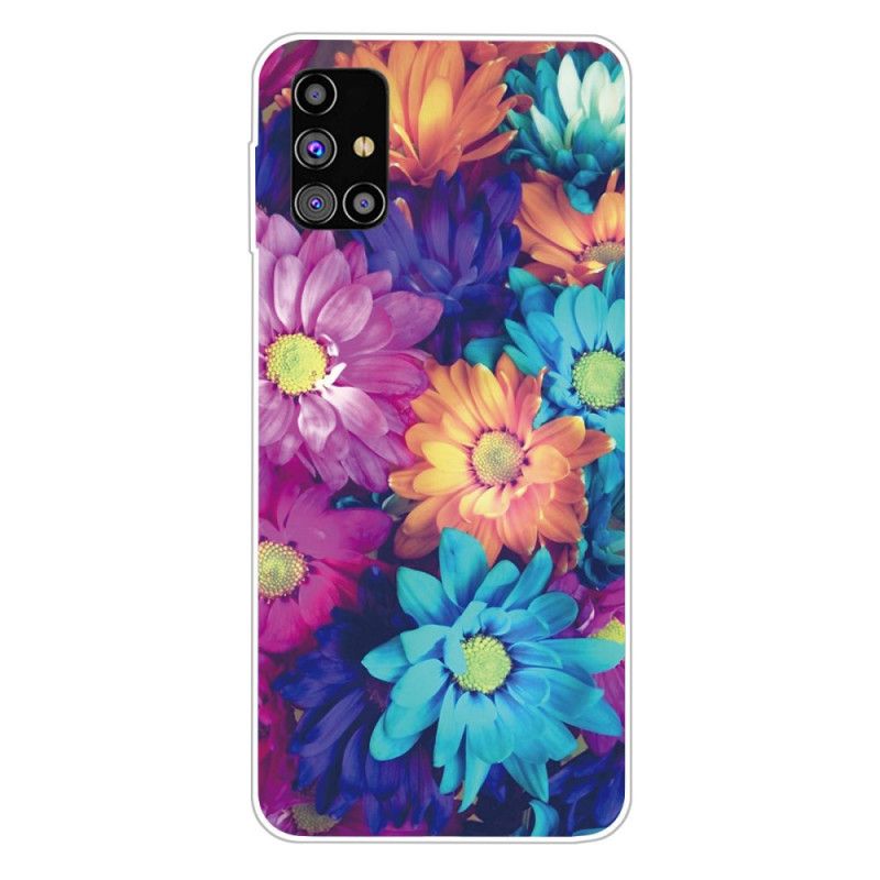 Case Kuoret Samsung Galaxy M51 Ruskea Oranssi Puhelinkuoret Taipuisat Kukat