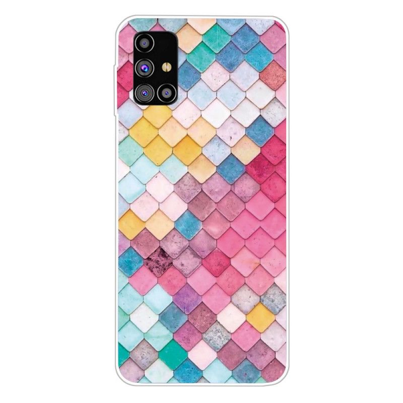 Case Kuoret Samsung Galaxy M51 Tummanpunainen Vaaleanpunainen Puhelinkuoret Maalaus