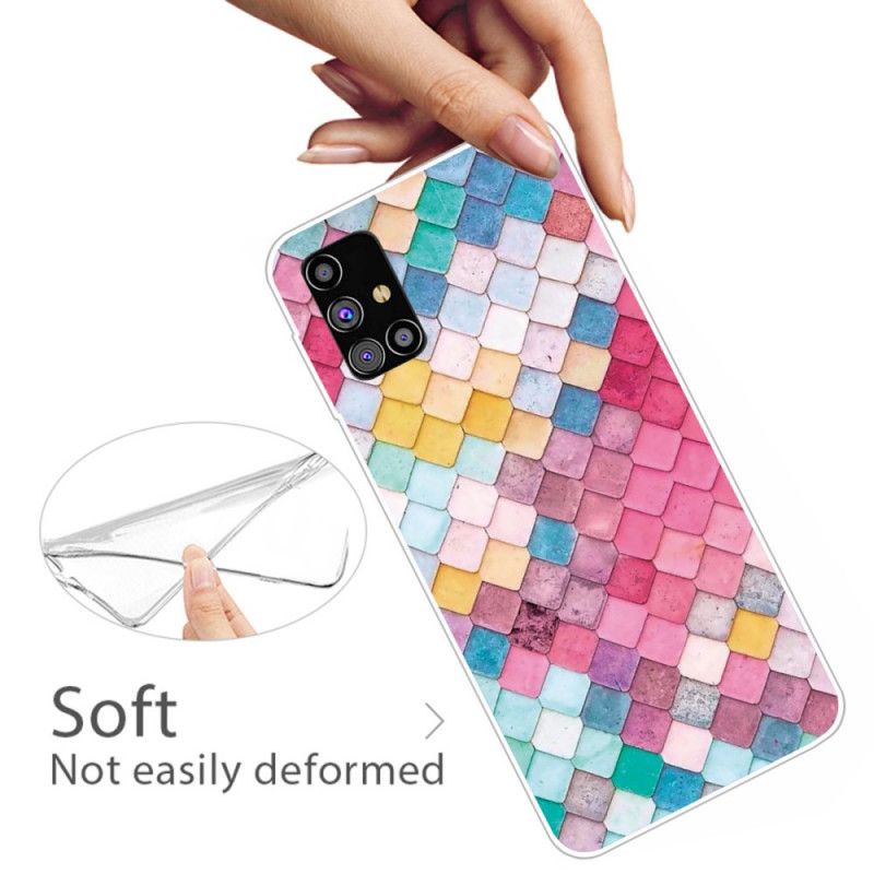 Case Kuoret Samsung Galaxy M51 Tummanpunainen Vaaleanpunainen Puhelinkuoret Maalaus