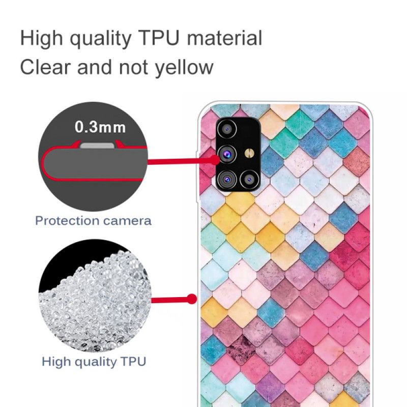 Case Kuoret Samsung Galaxy M51 Tummanpunainen Vaaleanpunainen Puhelinkuoret Maalaus