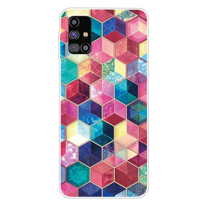 Case Kuoret Samsung Galaxy M51 Tummanpunainen Vaaleanpunainen Puhelinkuoret Maalaus