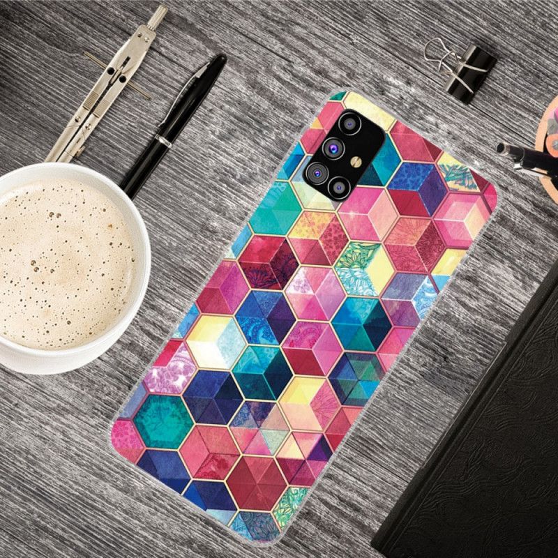 Case Kuoret Samsung Galaxy M51 Tummanpunainen Vaaleanpunainen Puhelinkuoret Maalaus