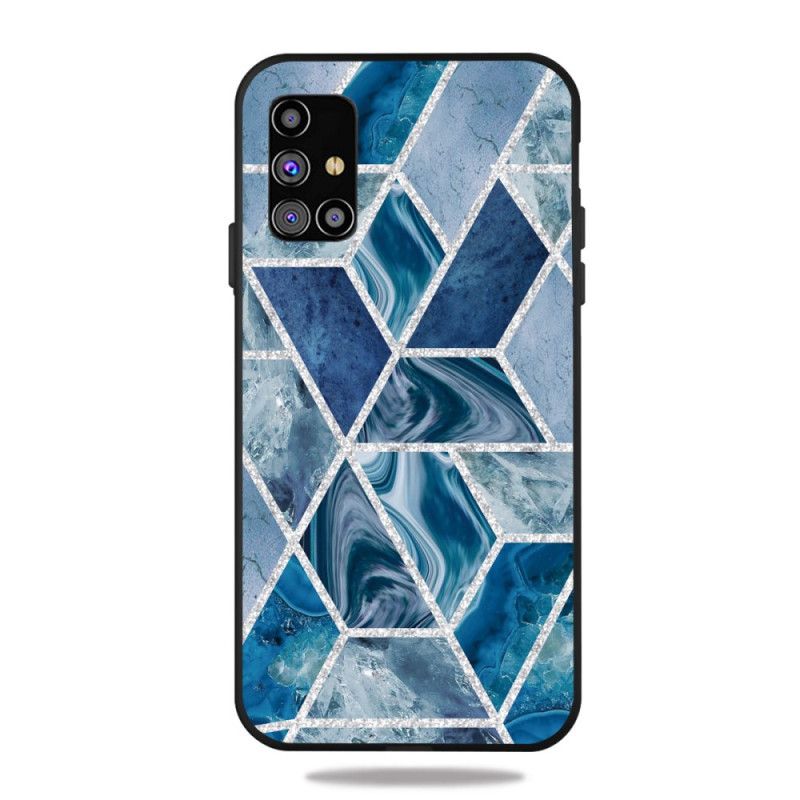 Case Kuoret Samsung Galaxy M51 Vaaleanpunainen Valkoinen Puhelinkuoret Marmorinen Kimallus