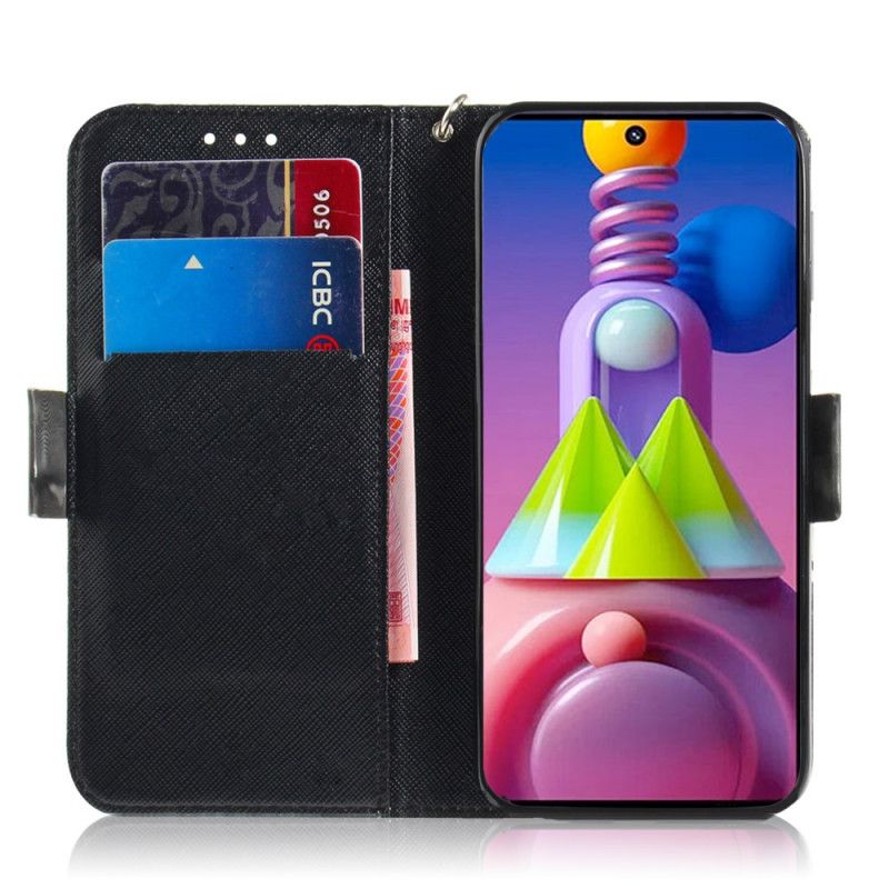 Flip Case Samsung Galaxy M51 Harmaa Kissa Tangoilla