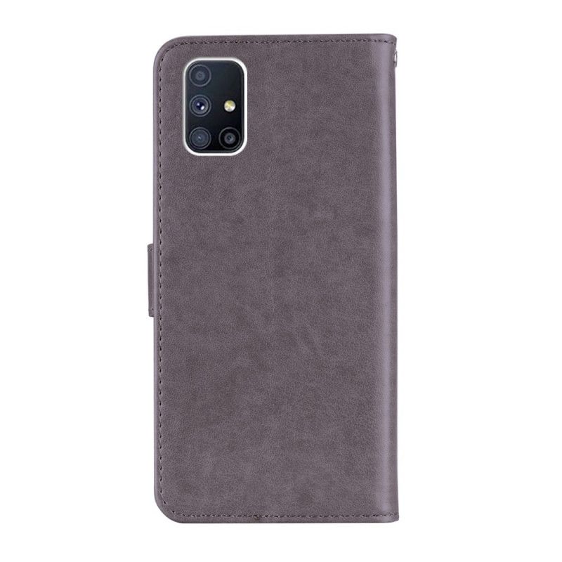 Flip Case Samsung Galaxy M51 Punainen Harmaa Pöllö Mandala Ja Viehätys