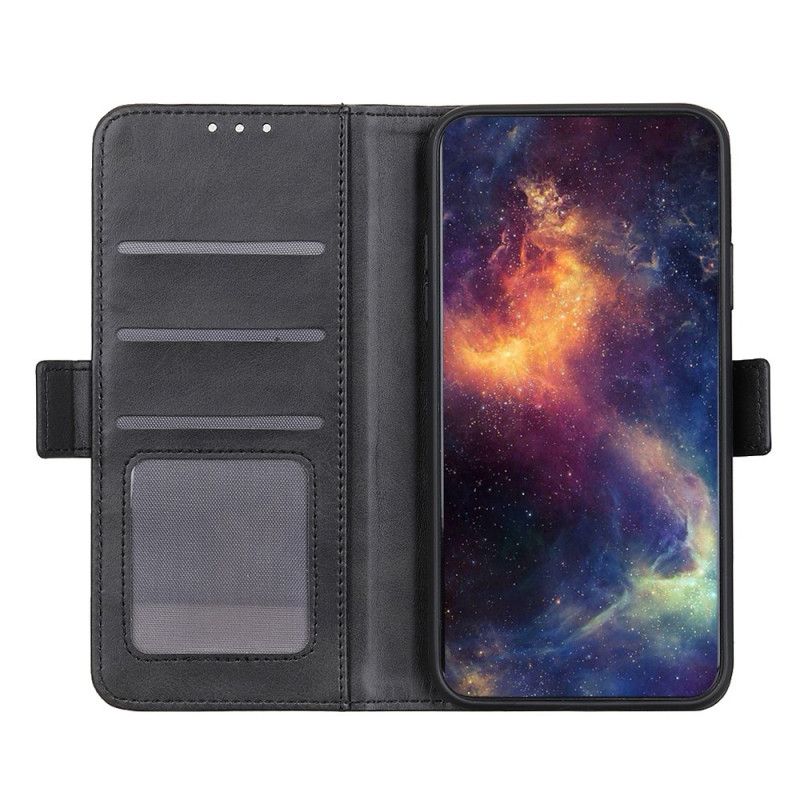 Flip Case Samsung Galaxy M51 Punainen Musta Kaksinkertainen Läppä