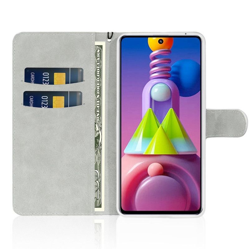 Flip Case Samsung Galaxy M51 Tummansininen Musta Kimalluksen Muotoilu