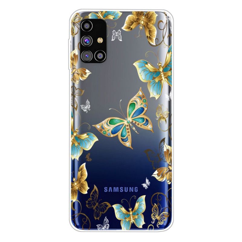 Kuori Samsung Galaxy M51 Kulta Tummansininen Perhoset