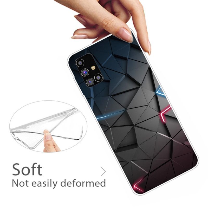 Kuori Samsung Galaxy M51 Vaaleanpunainen Harmaa Joustava Geometria