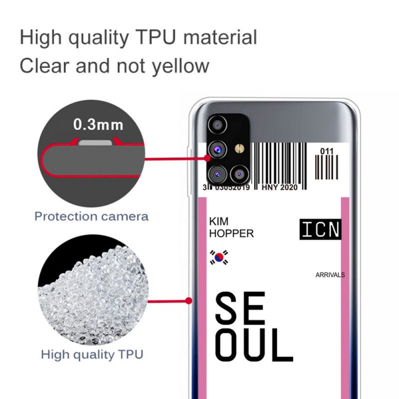 Kuori Samsung Galaxy M51 Vaaleanpunainen Magenta Maihinnousukortti Souliin