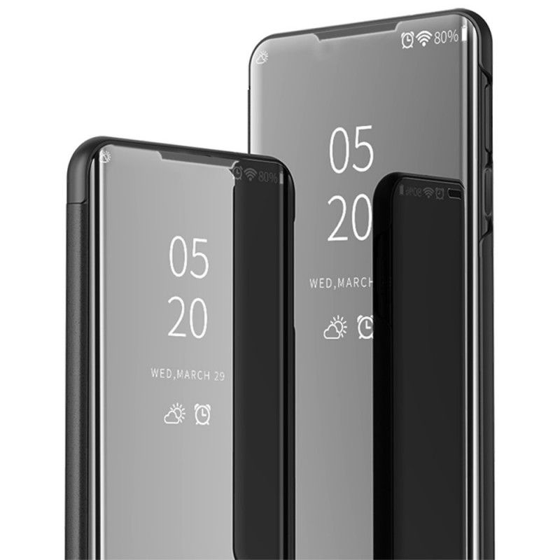 Näkymäkansi Samsung Galaxy M51 Tummansininen Musta Peili Ja Keinonahka