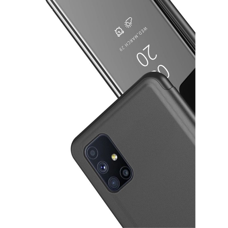 Näkymäkansi Samsung Galaxy M51 Tummansininen Musta Peili Ja Keinonahka