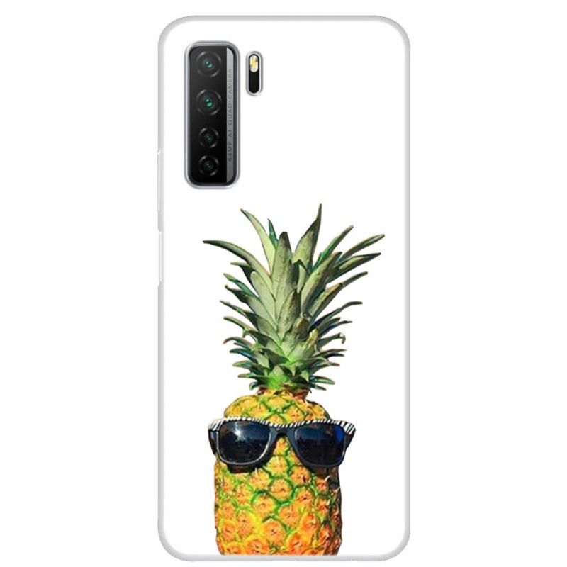 Kuori Huawei P40 Lite 5G Läpinäkyvä Ananas Lasilla Suojakuori