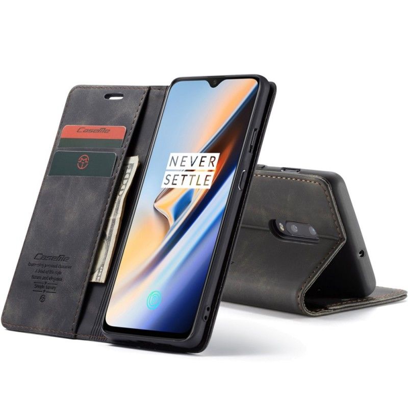 Flip Kotelot OnePlus 7 Tummansininen Harmaa Keinonahkakotelo