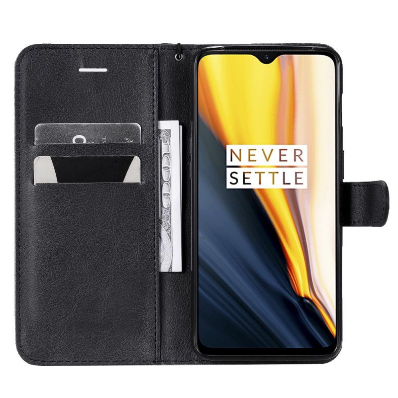 Kotelot OnePlus 7 Musta Nahkahihna Hihnalla