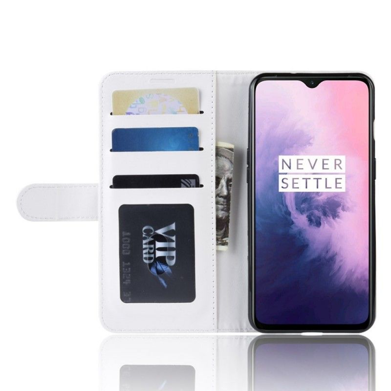 Kotelot OnePlus 7 Valkoinen Musta Huippuluokan Nahkajäljitelmä