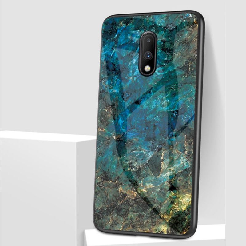 Kuori OnePlus 7 Valkoinen Musta Karkaistun Lasin Premum-Värit