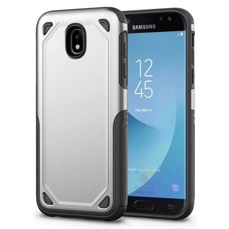 Kuori Samsung Galaxy J7 2017 Harmaa Musta Metallivaikutteinen Panssari