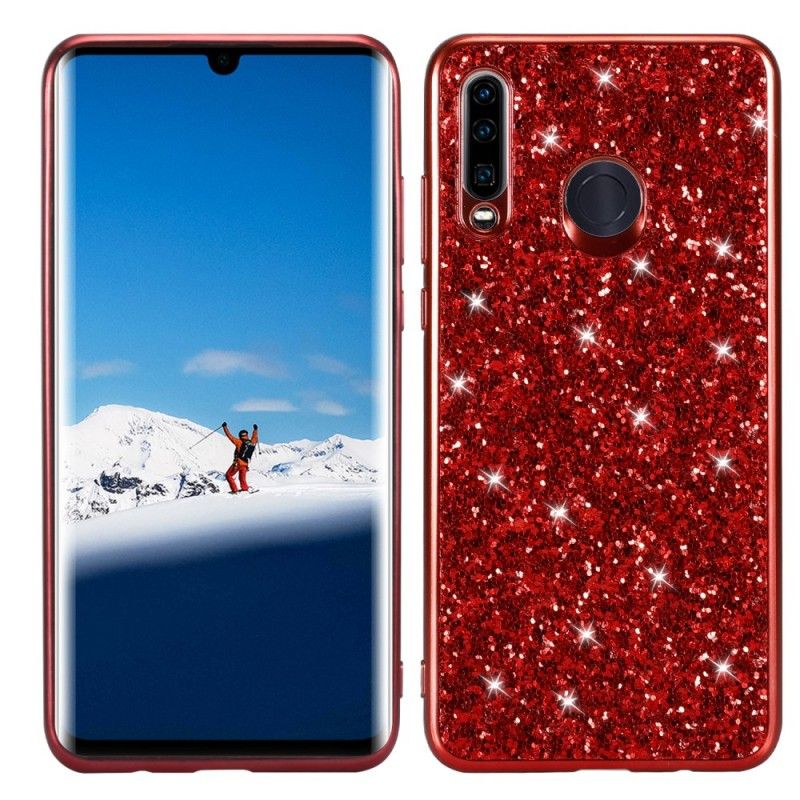 Kuori Huawei P30 Lite Punainen Musta Olen Kimalteleva