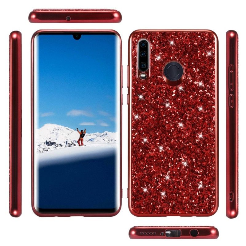 Kuori Huawei P30 Lite Punainen Musta Olen Kimalteleva