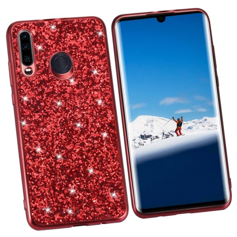 Kuori Huawei P30 Lite Punainen Musta Olen Kimalteleva