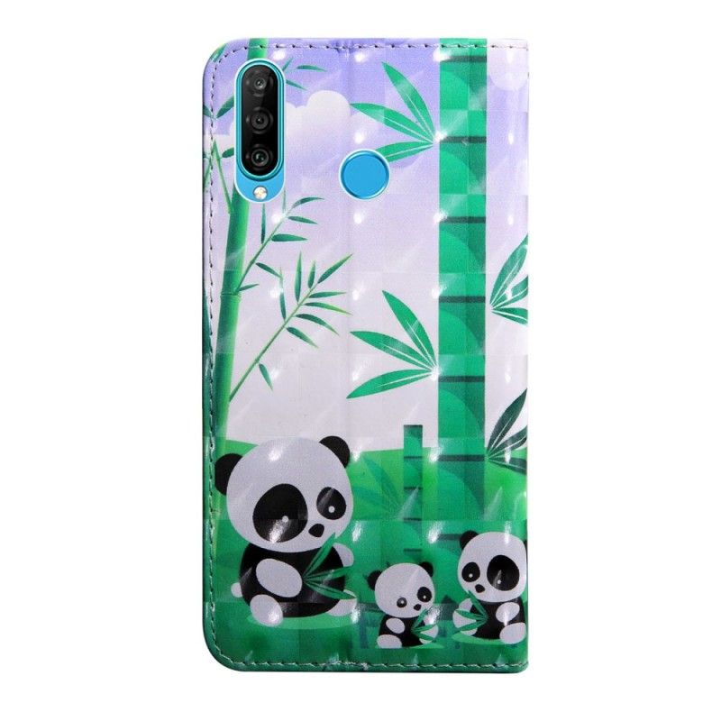 Nahkakotelo Huawei P30 Lite Puhelinkuoret Pandaperhe