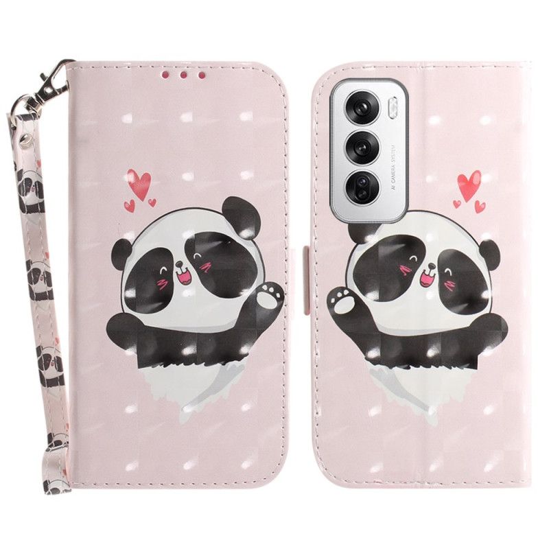 Kotelot Oppo Reno 12 5g Panda Love Hihnalla