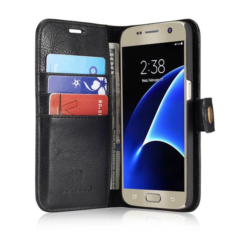 Flip Case Samsung Galaxy S7 Punainen Musta Irrotettava Dg