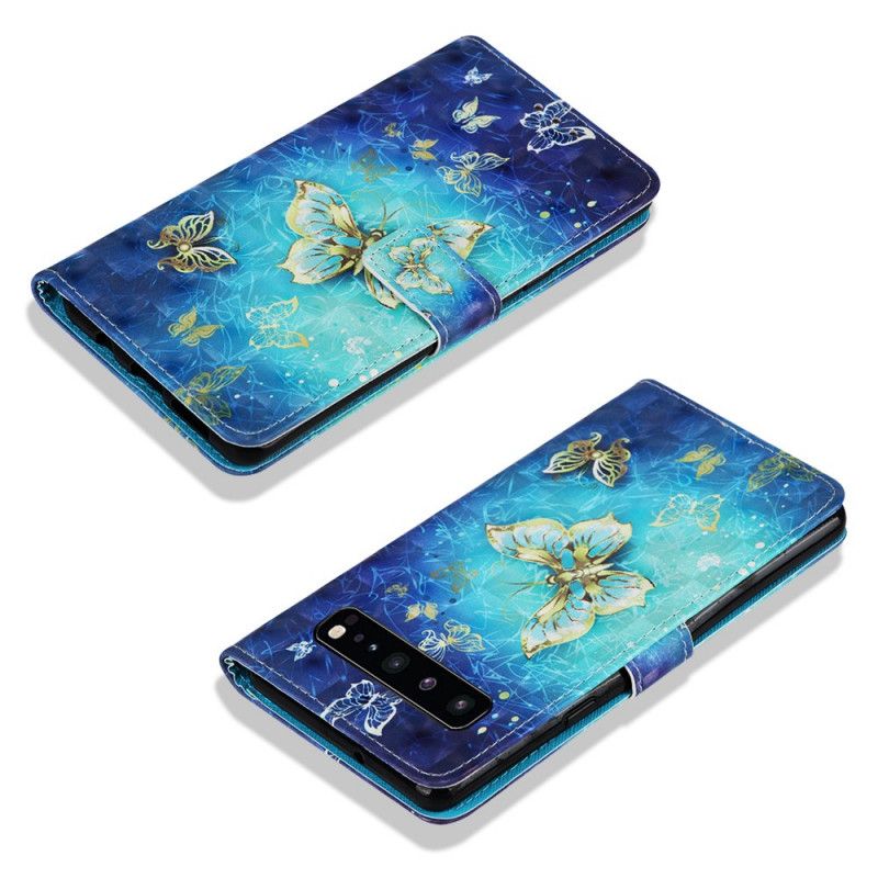 Flip Case Samsung Galaxy S10 5G Kultaiset Perhoset