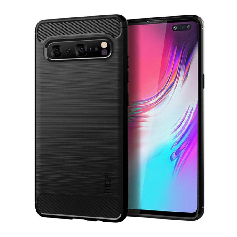 Kuori Samsung Galaxy S10 5G Harmaa Musta Mofi Harjattu Hiilikuitu