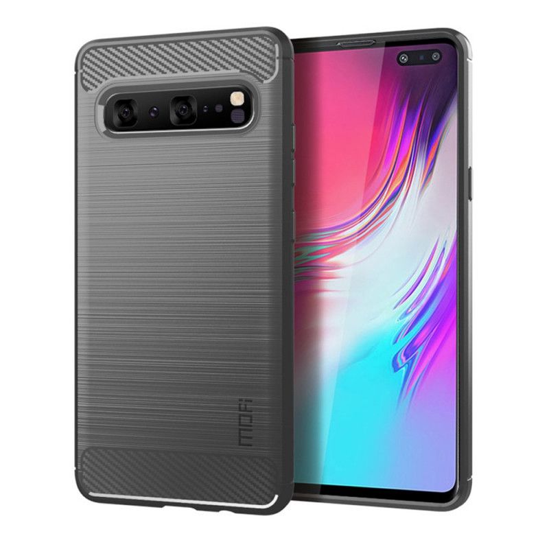 Kuori Samsung Galaxy S10 5G Harmaa Musta Mofi Harjattu Hiilikuitu