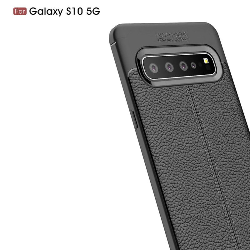 Kuori Samsung Galaxy S10 5G Punainen Musta Kaksilinjainen Litsi Nahkaa Suojakuori