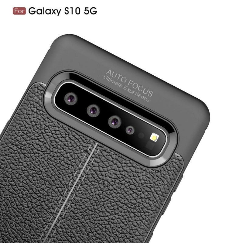 Kuori Samsung Galaxy S10 5G Punainen Musta Kaksilinjainen Litsi Nahkaa Suojakuori