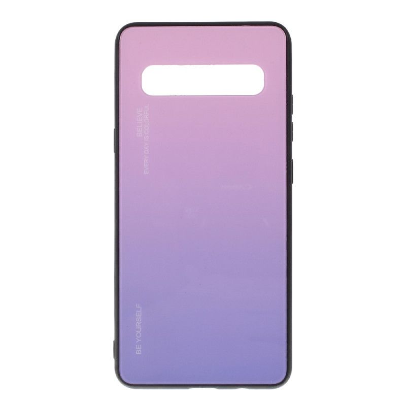 Kuori Samsung Galaxy S10 5G Purppura Punainen Ole Itsesi Karkaistua Lasia