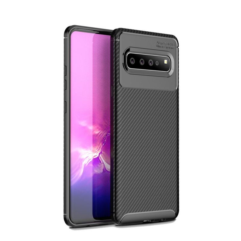 Kuori Samsung Galaxy S10 5G Tummansininen Musta Joustava Hiilikuiturakenne