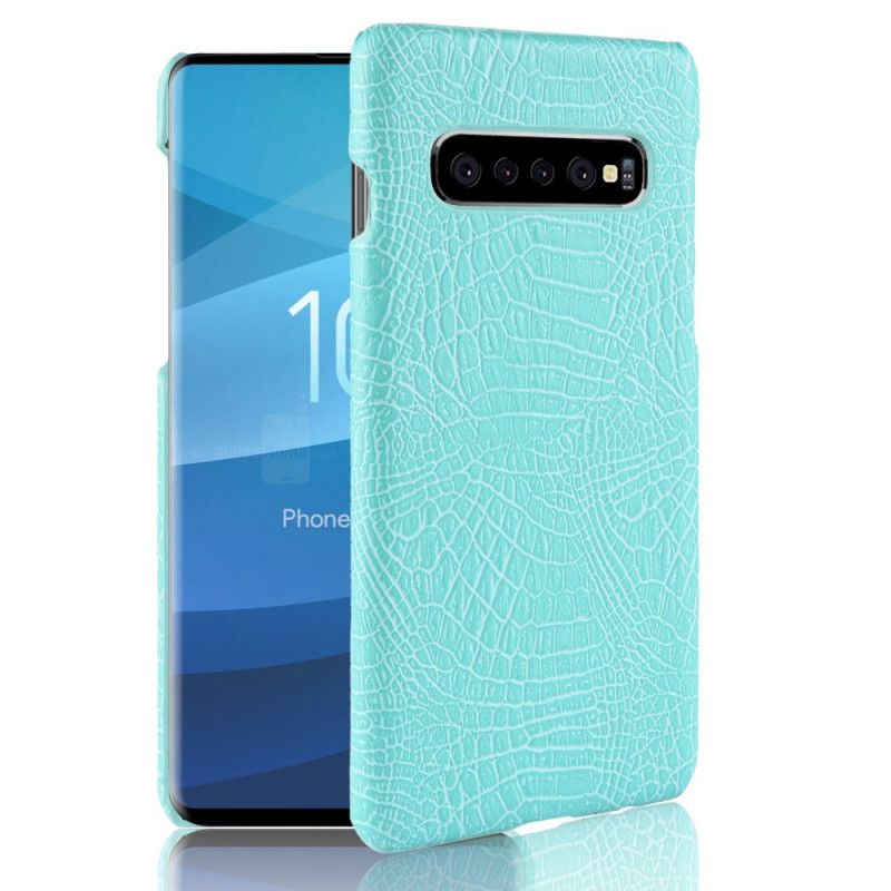 Kuori Samsung Galaxy S10 5G Vaaleansininen Musta Krokotiilin Ihovaikutus