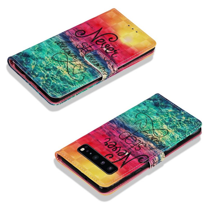 Nahkakotelo Samsung Galaxy S10 5G Puhelinkuoret Älä Koskaan Lopeta Unelmoimista