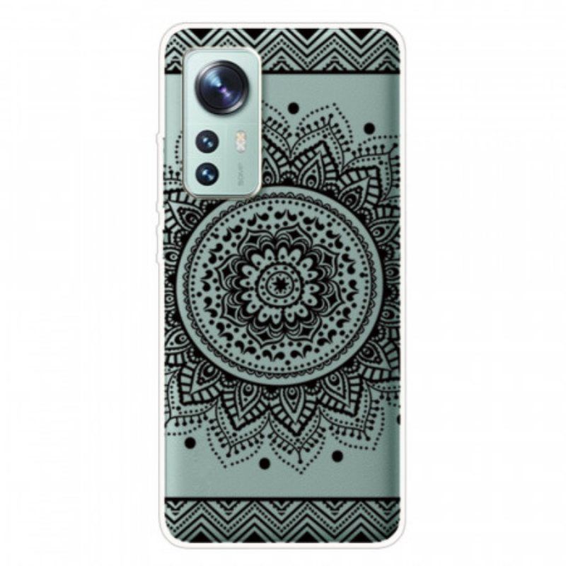 Kuori Xiaomi 12 Pro Silikoni Mandala Musta