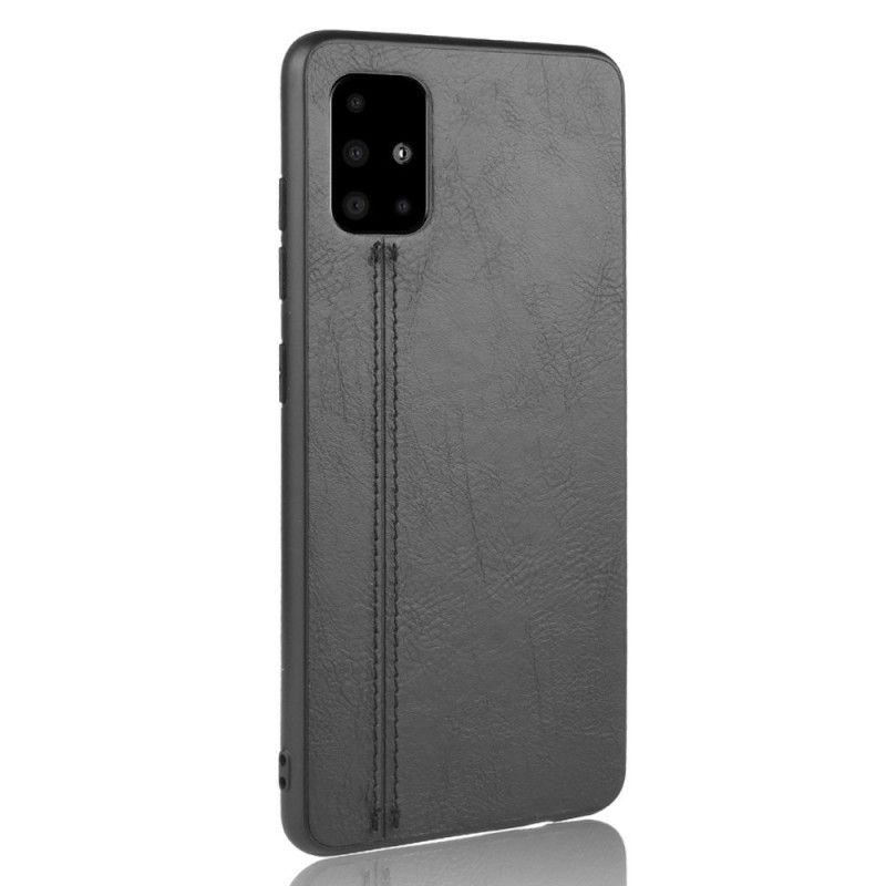 Case Kuoret Samsung Galaxy A51 Punainen Musta Puhelinkuoret Ommeltu Nahkaefekti