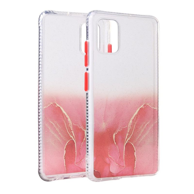 Case Kuoret Samsung Galaxy A51 Tummansininen Punainen Puhelinkuoret Hybridimarmorivaikutus