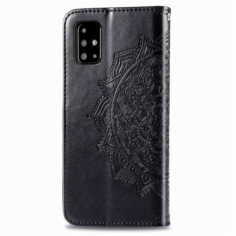 Flip Case Samsung Galaxy A51 Harmaa Musta Keski-Ikäinen Mandala